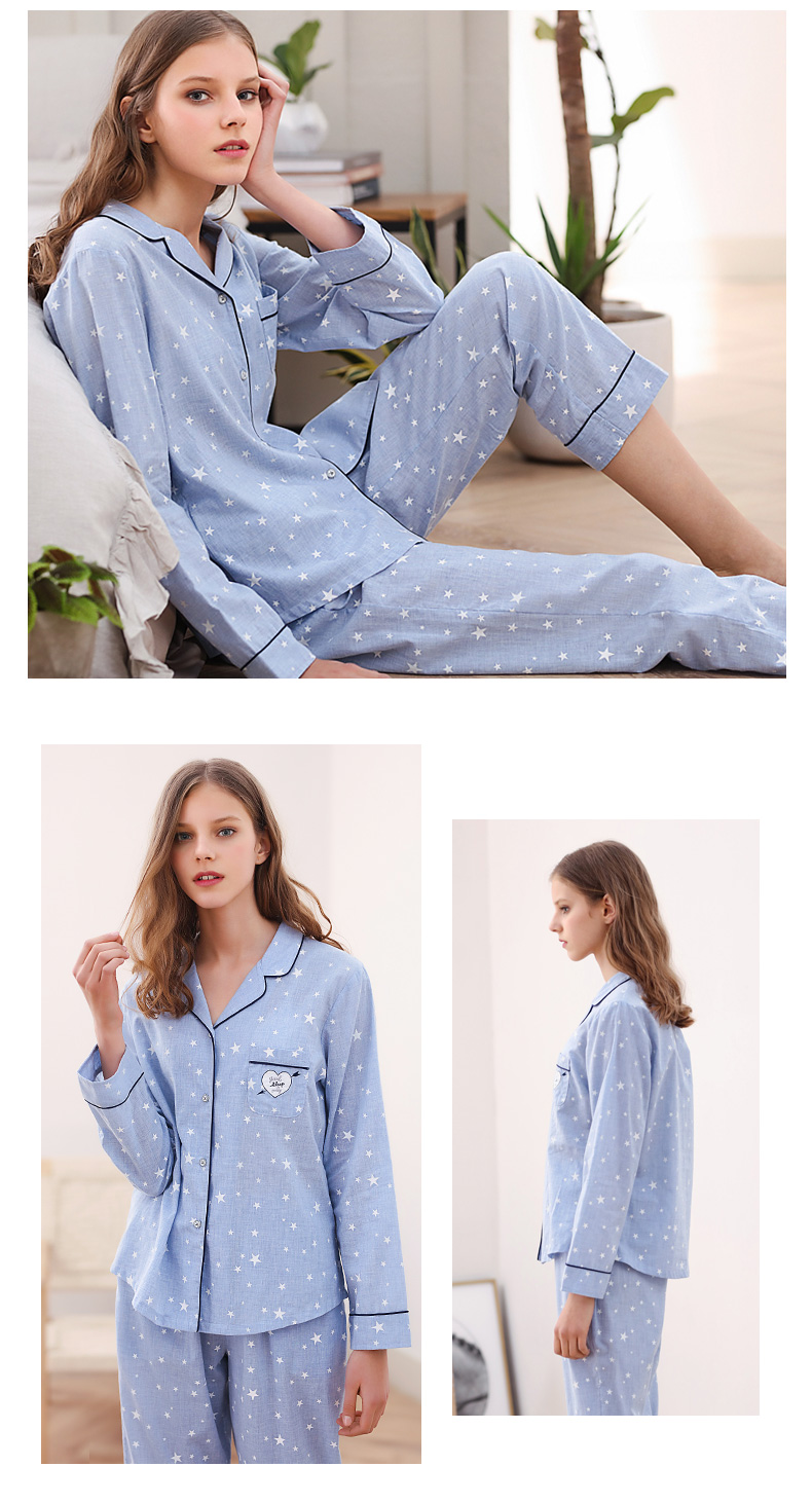 Mùa thu hươu bông vài đồ ngủ phụ nữ dài tay phim hoạt hình cardigan mùa xuân mới phần mỏng ve áo dịch vụ nhà nam giới và phụ nữ phù hợp với đồ bộ pijama