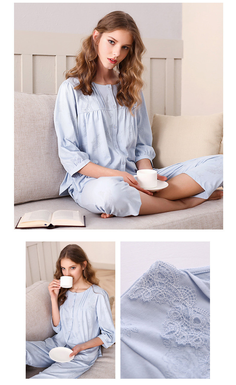 Pyjama pour femme en Coton à manches - Ref 2993700 Image 19