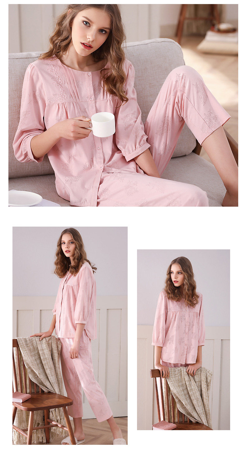 Pyjama pour femme en Coton à manches - Ref 2993700 Image 13