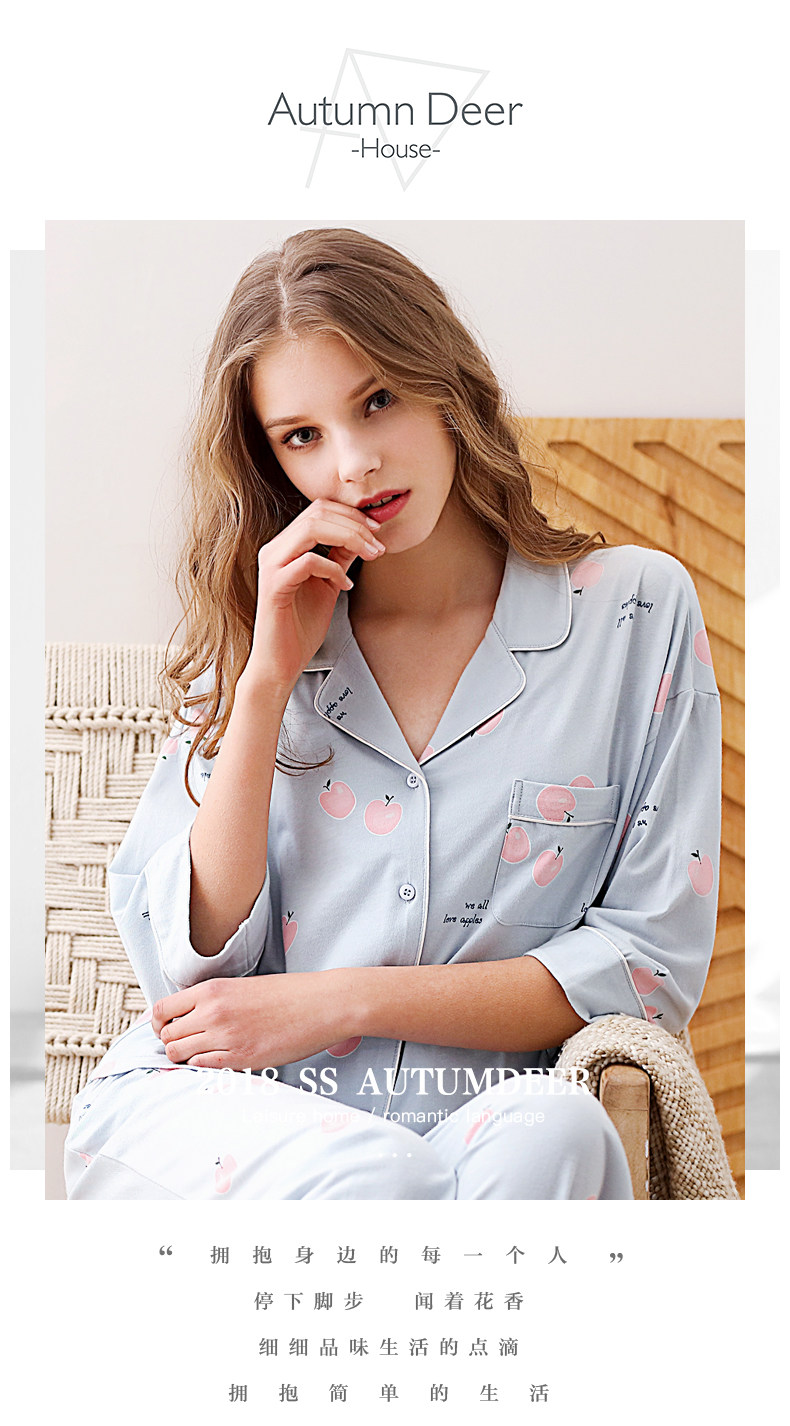 Pyjama pour femme en Coton à manches - Ref 2993672 Image 6