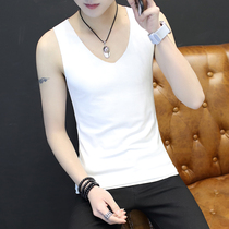 Pure cotton indentation white men vest summer thin inside wearing sleeveless t-shirt men summer V-collar underwear
