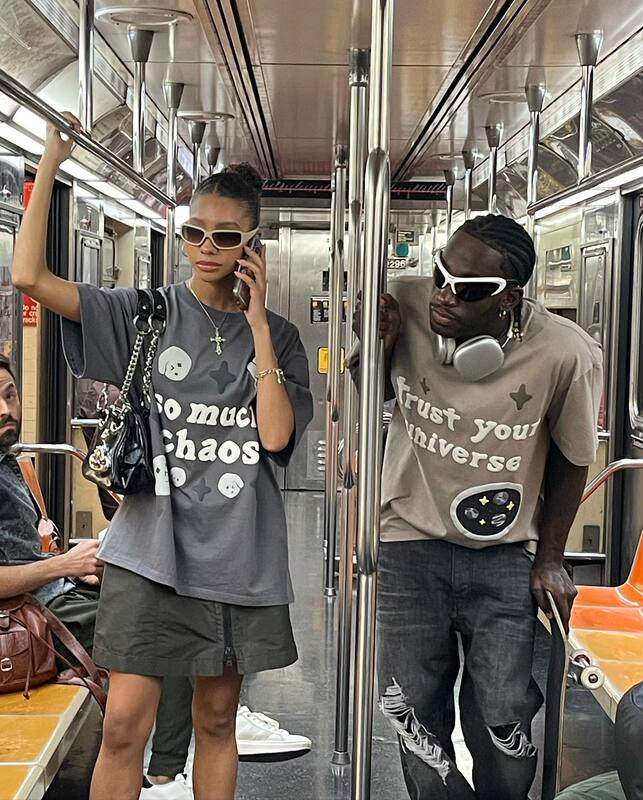 Broken Planet Correct Foam Printing ins Trendy Brand Unisex Couple Loose American High Street Short-Sleeve T-Shirt