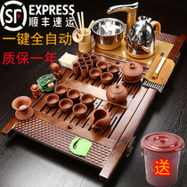 Tea set Full set of Kung fu purple sand automatic induction cooker Household simple four-in-one solid wood tea ceremony tea tray