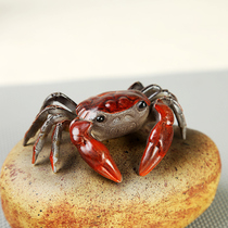 Art products Tang tea pet boutique Yixing Purple sand stone head crab water spray color ornaments Tea set Tea plate plaything gifts