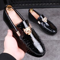 Summer Lacquer Leather Bean Shoes men Inren One foot pedal Lazy Shoes Trend 100 Lap Breathable Casual Shoes Lefu Shoes