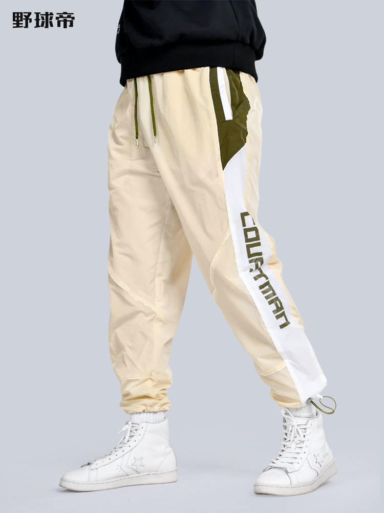 Wild ball Emperor official drawstring sports pants spring and autumn windproof basketball casual stitching loose beam foot woven trend