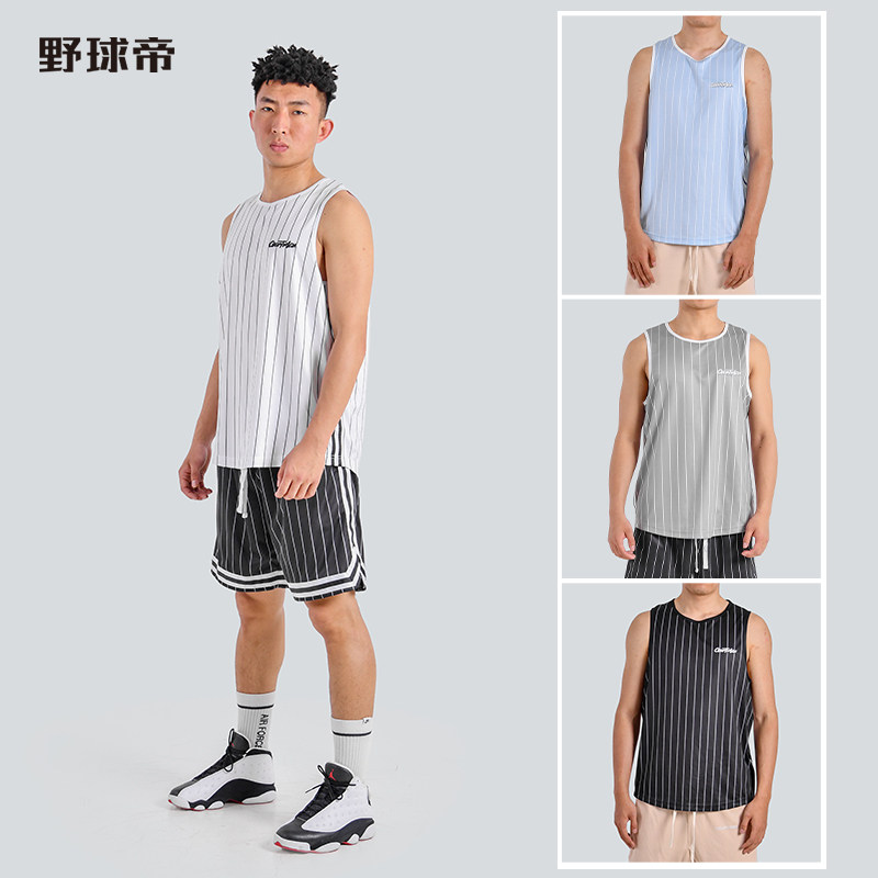Wild ball emperor official vintage striped vest basketball sports embroidery tide men's fast drying American jersey women's Courtman