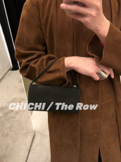 Клатч 【现货】chi｜the row 90s笔袋包黑色麂皮笔筒手提单肩手拿小方包