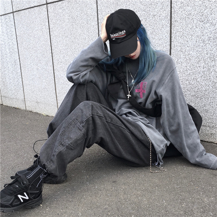 2021 spring and summer new Korean version of the Harajuku wind washing water do old small pocket drawstring jeans trousers men and women ins tide