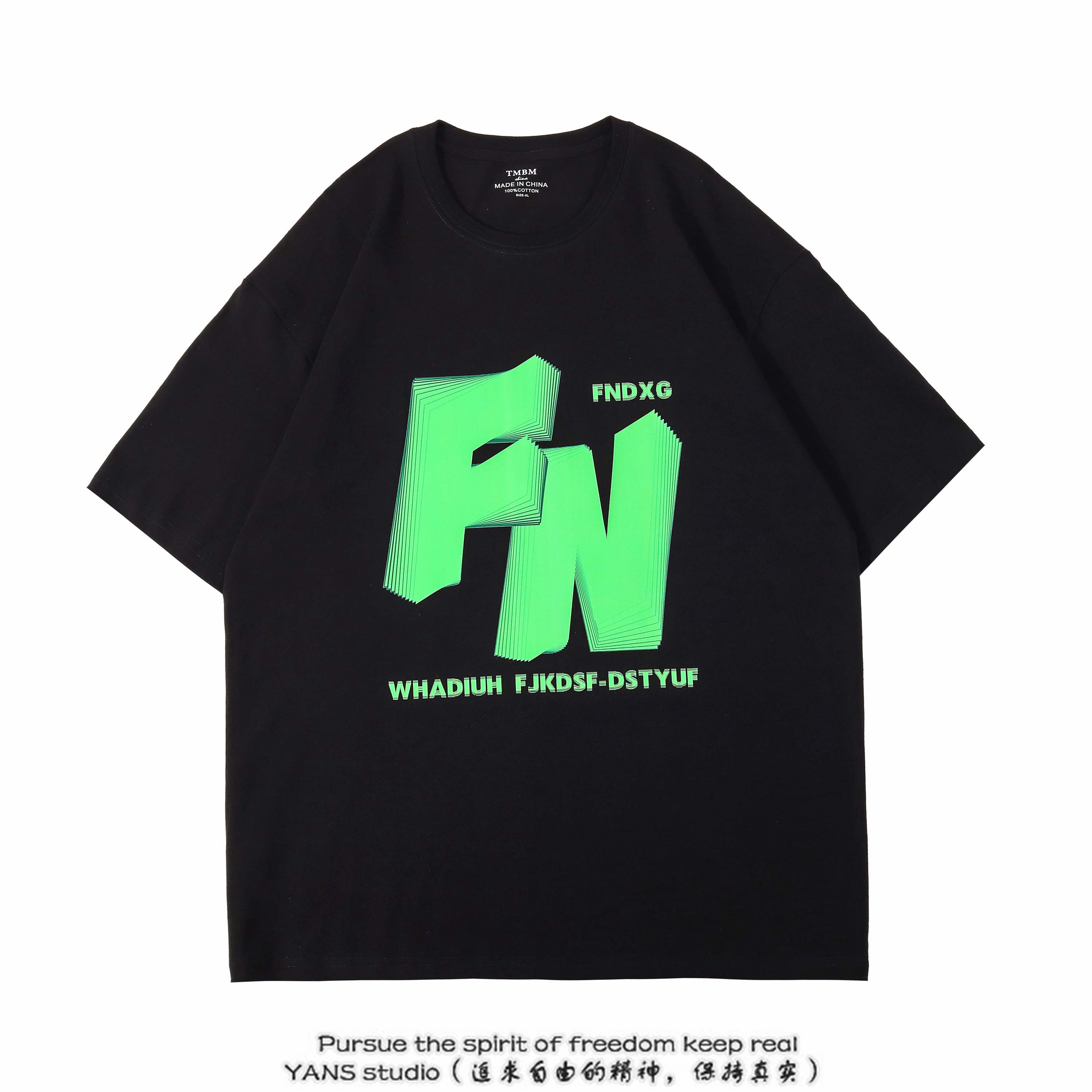 YANS national tide brand American street letter printing short-sleeved T-shirt men and women ins tide brand loose couple casual tops