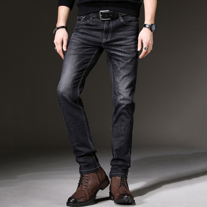 Jeans men's fashion brand autumn and winter slim smoke pipe pants men's Korean version of the trend wild high-end casual trousers kz