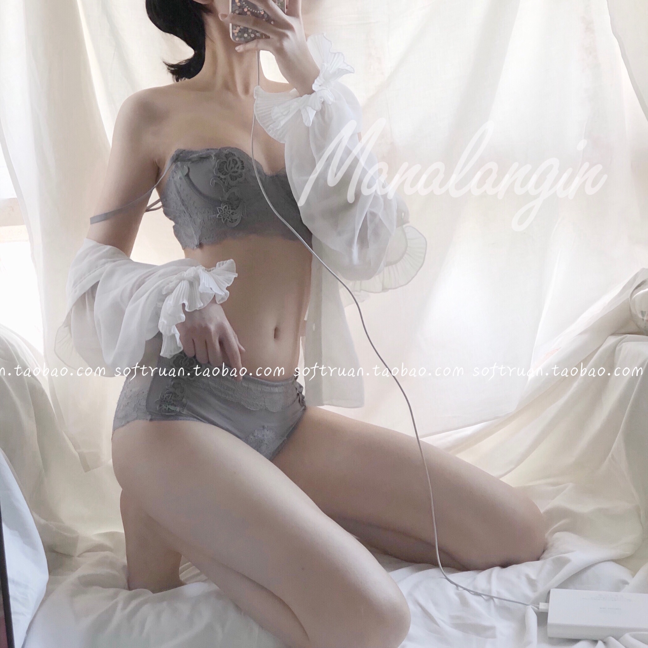 SOFTRUAN a wipe blue bra lingerie suit coalesch with no withdrawal for a small chest flat chest special bra