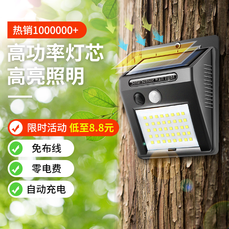 Solar Outdoor Courtyard Lamp Home Lighting Body Sound Control Induction Wall Lamp New Rural Toilet Makeup Room Street Lamp