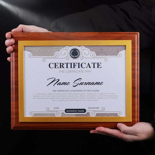 Магнитный сертификат коробка сплошной древесина авторизованная каркас монтажа с медалью висят A4 Лицензия на бумажную раму лицензии.