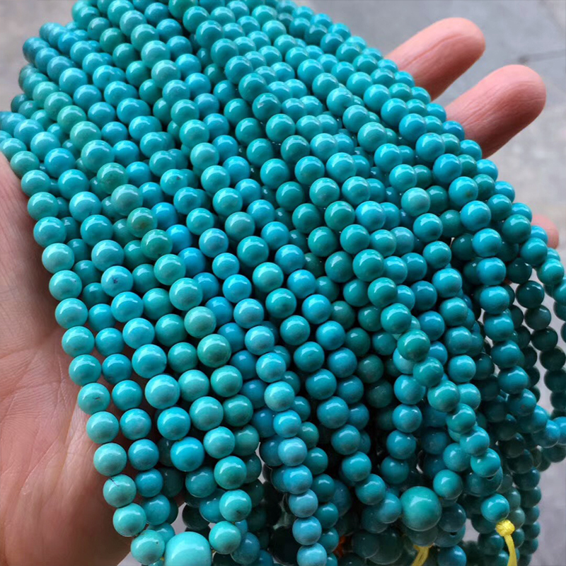 Original Mine Natural High Porcelain Blue Green Pine Stone 108 Handstrings Female Round Pearl Old Type Pearl Millet Handmade Necklace Multi Circle