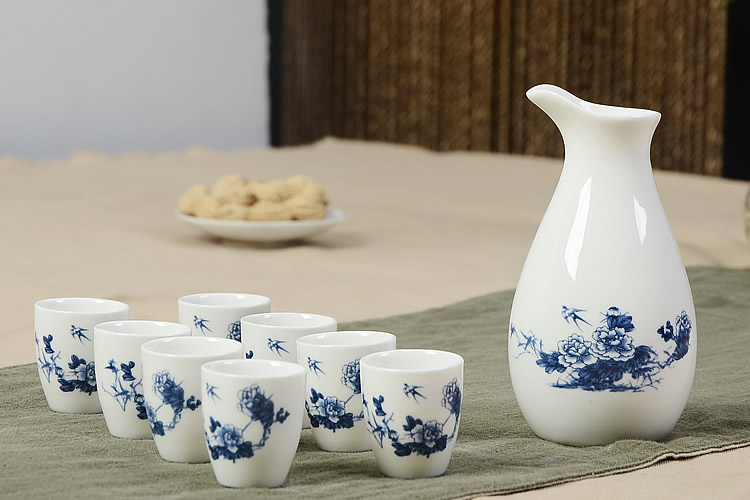 Chim cánh cụt gốm đặt rượu vang vàng đặt rượu vang trắng ly ly bình rượu nhỏ hầm rượu sake một nửa catty ly rượu vang đỏ