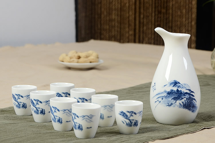 Chim cánh cụt gốm đặt rượu vang vàng đặt rượu vang trắng ly ly bình rượu nhỏ hầm rượu sake một nửa catty ly rượu vang đỏ