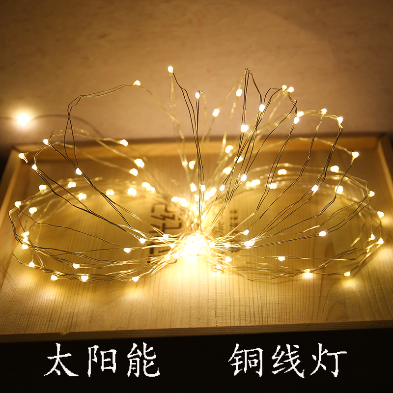 Full Star Solar lamp string copper wire lamp Outdoor waterproof festoons Lanterns Patio Landscape Terrace for New Year Decorative Lights