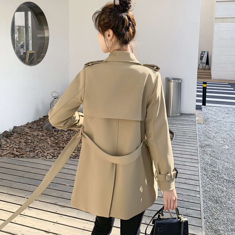 High-End Short Trench Coat for Women, Petite Mid-Length Style, New 2026 Spring and Autumn Coat for 150cm Height