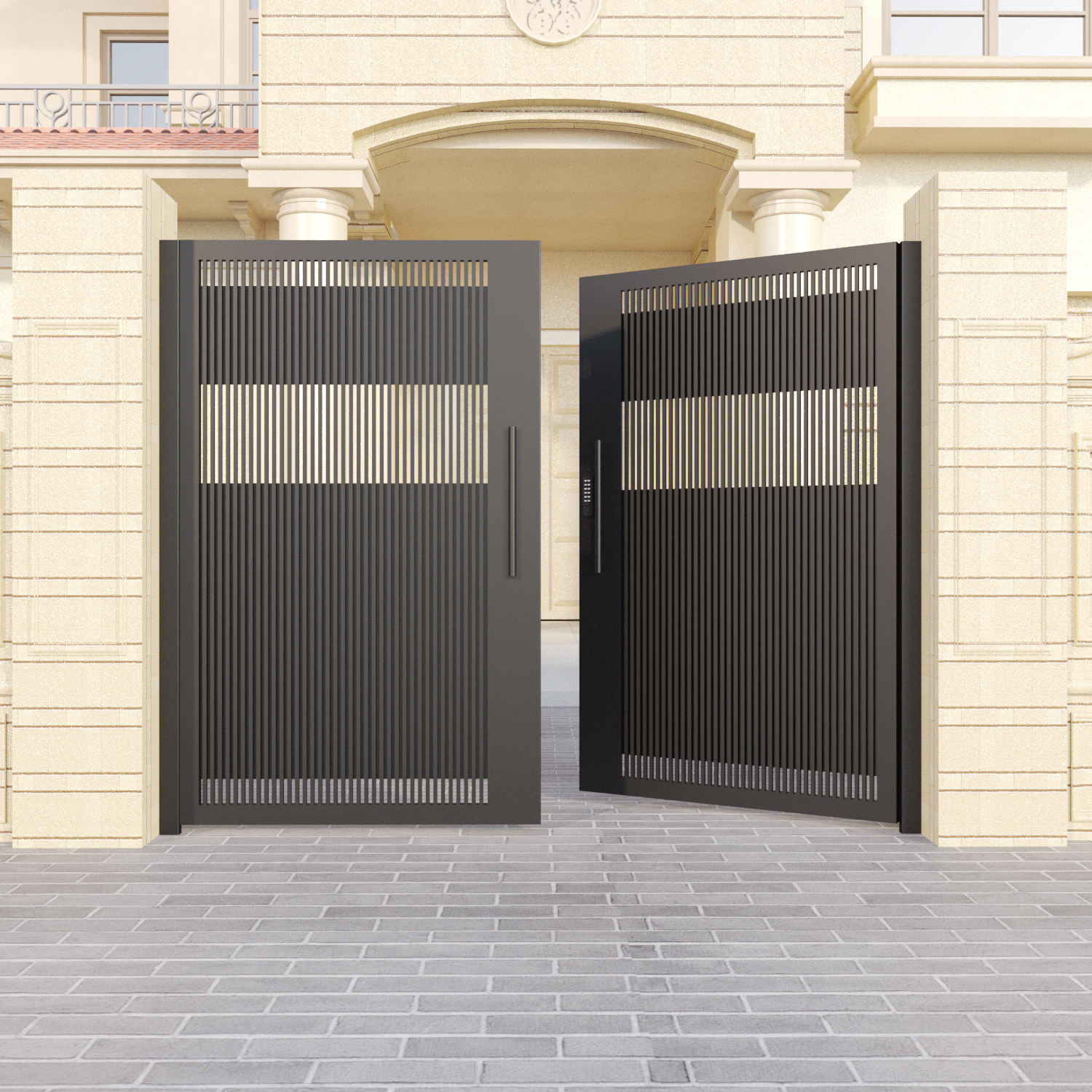 Villa courtyard double door country yard gate courtyard door home wrought iron outdoor stainless steel automatic door