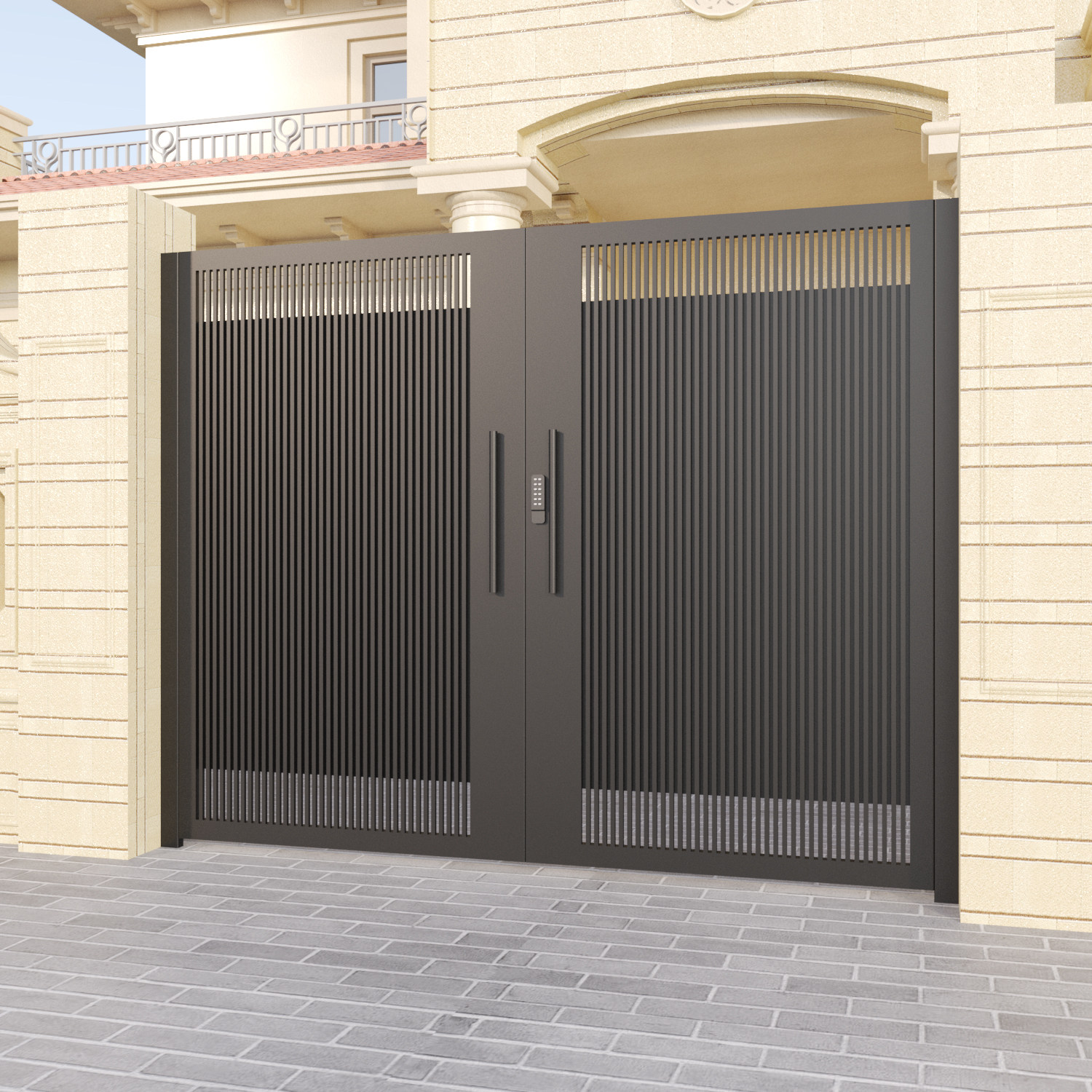 Aluminum alloy villa door courtyard door double door outdoor aluminum art door country louver iron door modern