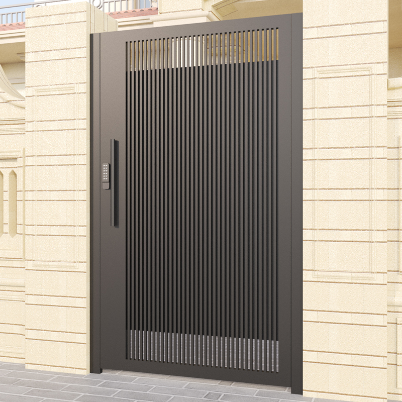 New Chinese Iron Art Courtyard Door Aluminum Art Villa Door Nordic Community Single Double Switch Outdoor Iron Door Outdoor Zinc Steel Small Door