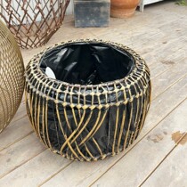 Olvy plastic rattan waterproof lining distressed small flower table American pastoral style small flower stand simple flower basket retro butterfly basket