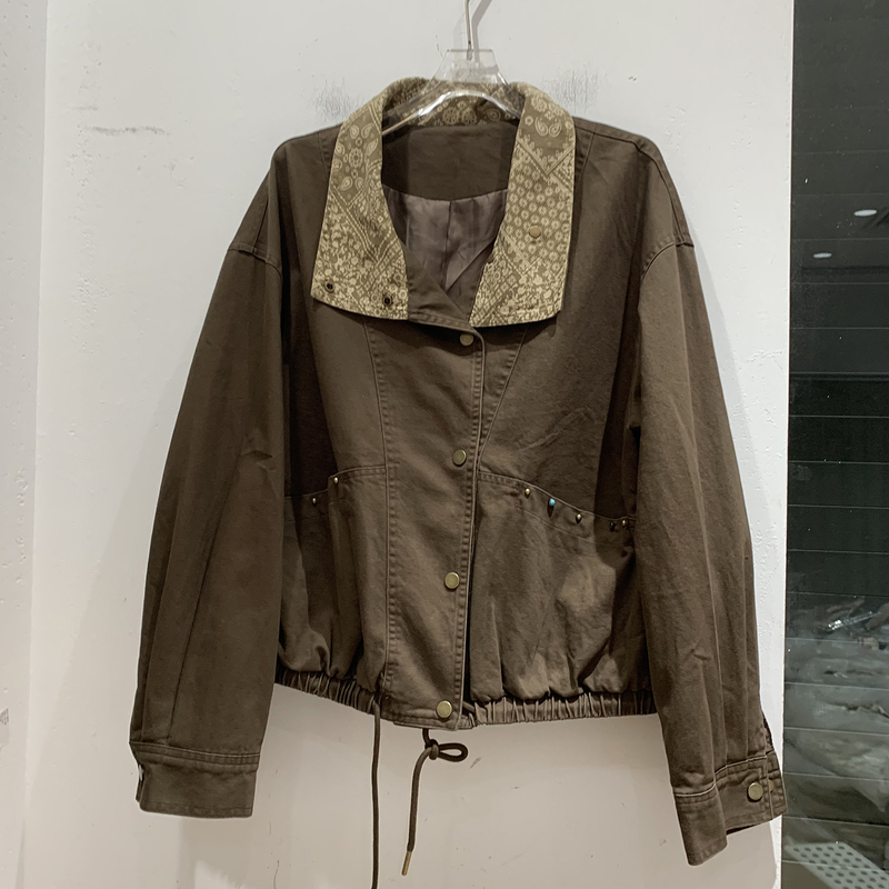 European-Style Boutique Real Shot of Short Jacket for Women, Early Autumn 2026 New Model, Turn-Down Collar, Drawstring, Single-Breasted Casual Jacket for Women