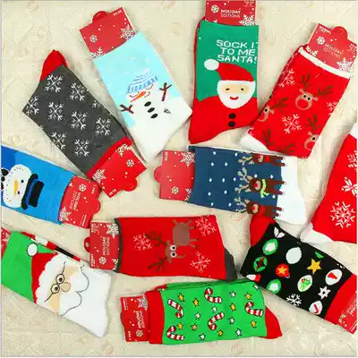 Winter Lady fawn Christmas old man Christmas socks cotton cartoon adult women's socks