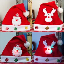Luminous Christmas hat with lights Adult Children Flannel cartoon lamp cap Christmas decorations Child Hat gift
