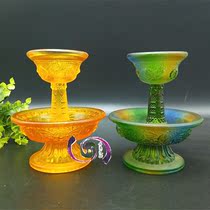 Tibetan Buddhism colored water glass eight auspicious Guardian cup for cup of spineoplatin color instruments