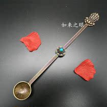 Bronze handmade copper water purification spoon small copper spoon Law meeting supplies water and land supplies Tibetan Buddhist instruments