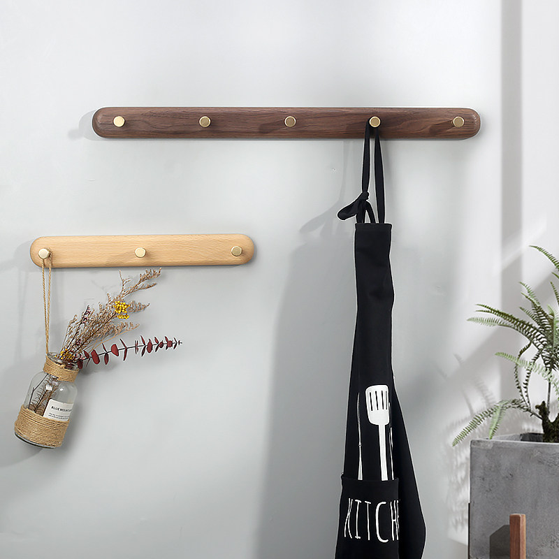 Nordic Xuanguan Cloak Hook Real Wood Brass Hook Wall Face Free From Nail Containing Clothes Rack Door Rear Doorway Clothes Hanger