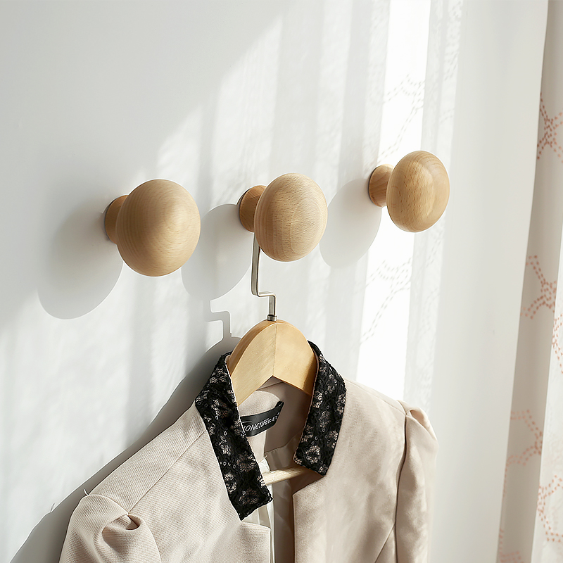Children's coat hook mushroom adhesive hook wall coat rack cute idyllic wood wall hanging kindergarten bag