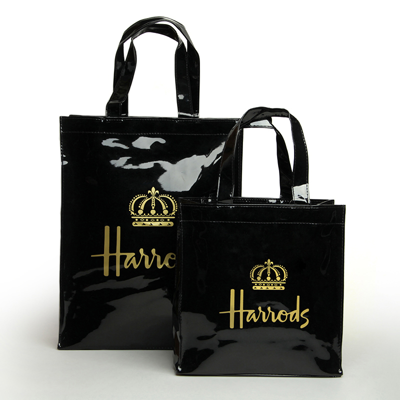 New British Brand Harrods Black Crown Pvc Waterproof Eco-Friendly Shopping Bag Handbag Lunch Bag