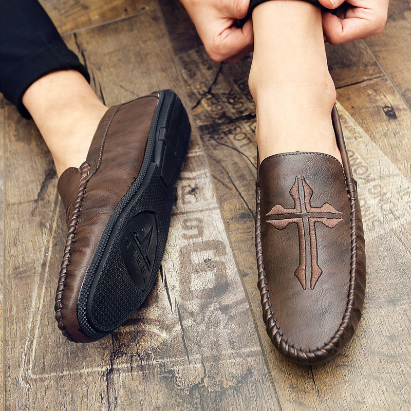 Italian high-end 2022 new spring and autumn soft skin bean shoes men's lazy casual British trend thin leather shoes