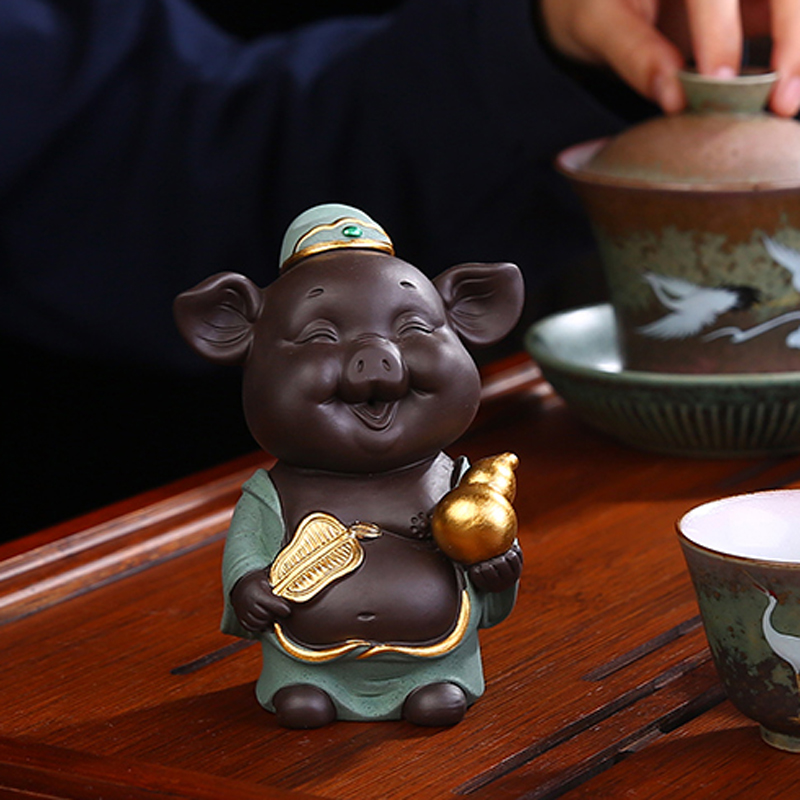 Purple sand tea tea tea table tabletop small swing colorful sand cute pig Fulusu Xi tea play tea accessories
