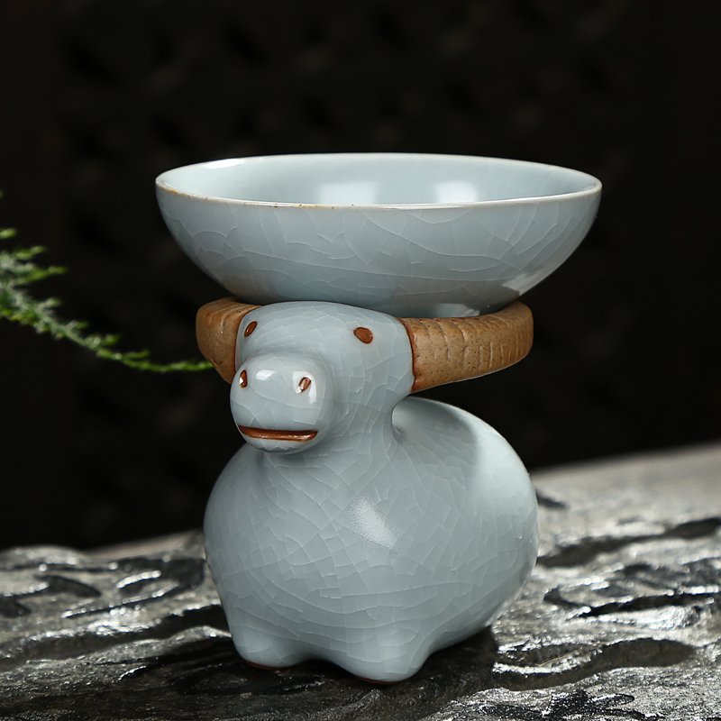 New products Ceramic Gongfu Tea Tea Drain Ru Kiln Tea Contemplats Tea Tract Accessories Open Sheet Ru Porcelain Contemplats Tea Leaf filter