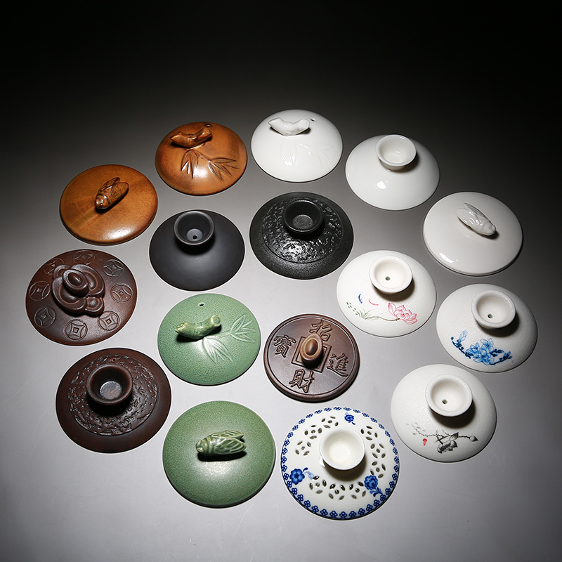 Covered bowl single lid automatic tea set side handle Xiaoyao pot Xiaokang bubble accessories tea bowl liner lid Kung Fu teacup