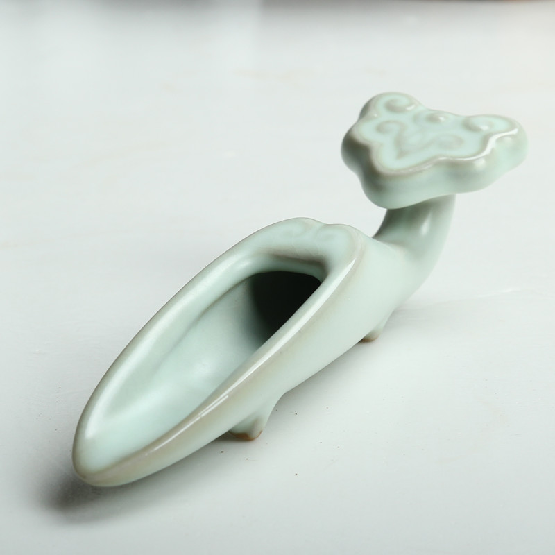 Ruyi ceramic tea spoon Ru kiln tea spoon tea spatula tea then kung fu tea ceremony six gentlemen accessories Pu'er take tea spoon