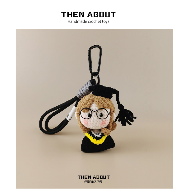 Thenabout Graduation Doll Academic Gown Girl Style Bag Pendant Keychain Pendant Niche Creative