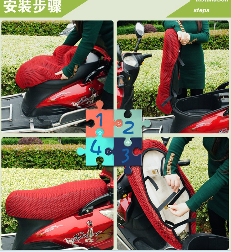 Bọc ghế xe tay ga Yamaha JOG Qiaoge i125 bọc ghế 3D dày chống nắng thoáng khí bọc ghế cách nhiệt - Đệm xe máy tấm che yên xe máy