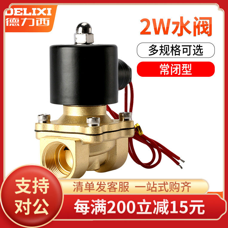 DELIXI Pneumatic components copper electromagnetic normally closed water valve 2W-160-15 2W-025 200 350