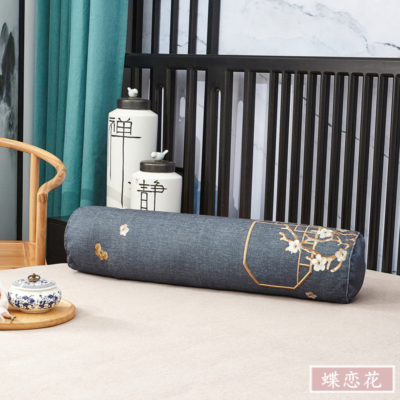 Mới Trung Quốc dày cotton và lanh hình trụ dải vải lanh gối Trung Quốc gió giường trở lại đệm phòng khách hỗ trợ thắt lưng - Trở lại đệm / Bolsters gối vuông tựa lưng