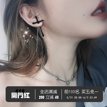 Evil study EXI dark black system European and American wind cross chain earrings cool handsome woman personality 2019 new wave ear ornaments