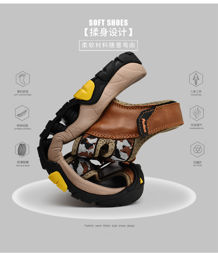 NIAN JEEP hè nam mới dép da baotou giày đi biển thoáng khí cỡ lớn giày thể thao giày sandal nam vento