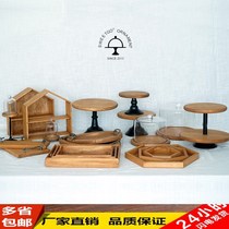 Bread tray Wood cake shop display cabinet bread plate with baked goods display stand rectangular wooden tray