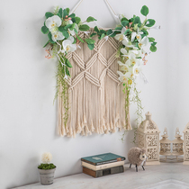 Woven Tapestry bedroom bedside background cloth ins Wind room layout hanging cloth Nordic homestay fake flower wall decoration