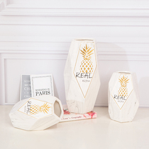 INS Wind Nordic minimalist modern marble Pinewood Ceramic Vase Home Decoration Flower Living Room Restaurant Pendulum