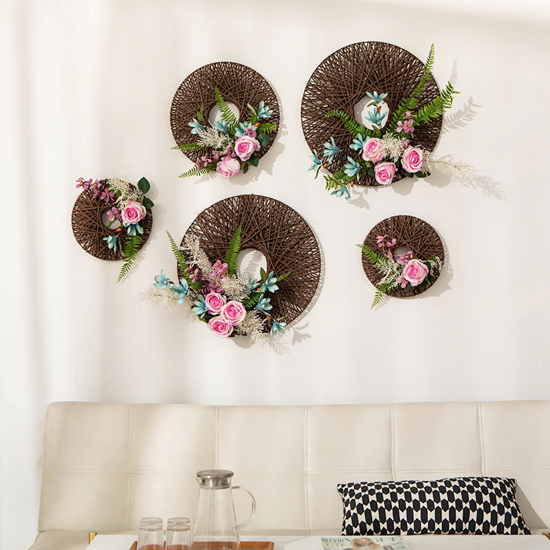 Home Indoor Simulation Flowers Fake Flowers Vines rattan Rope Ring Living-room bedroom Wall Wall Furnishing Wall-mounted Photo Gallery Decoration Background